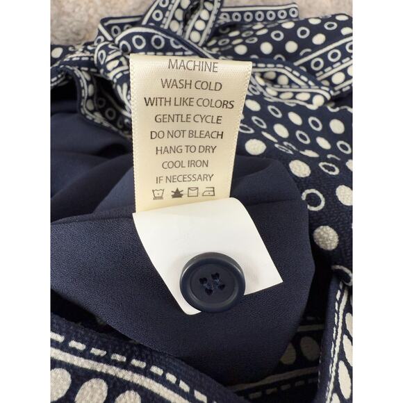 Max Studio Size M Polka Dot Tie Midi Wrap Dress Navy White Stretch Lined - Picture 7 of 8